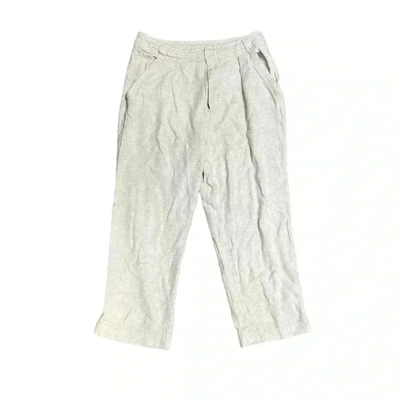 Free People High Waisted Cropped Linen Blend Pants Size 14 - Picture 1 of 6